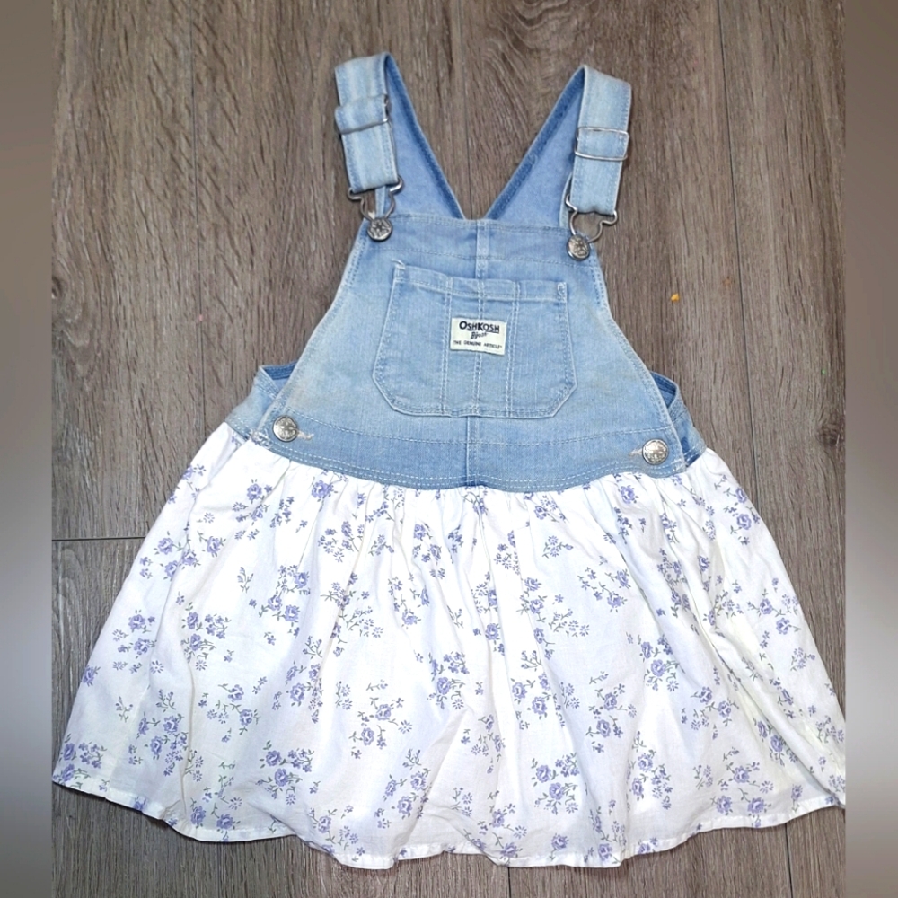 OshKosh B'Gosh Floral Skirt Overalls Dress Toddler size 3T